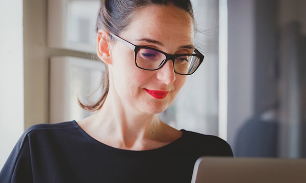 office lady in front of computer