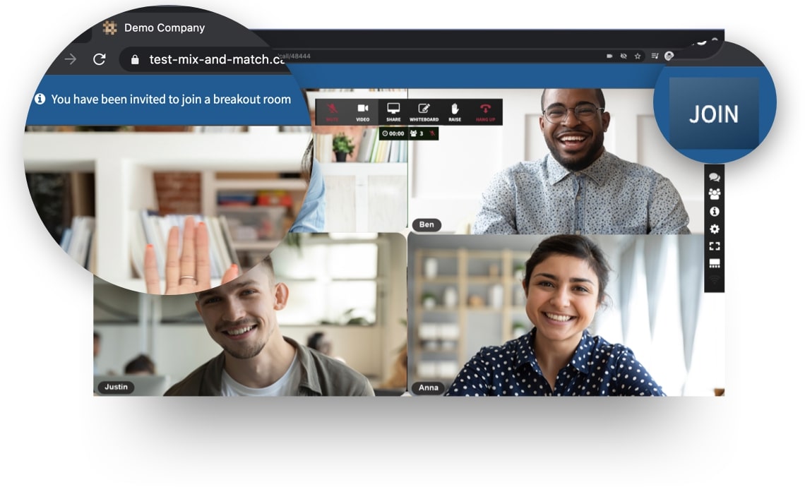 Use a Breakout Room to split off from the main room for private video chats