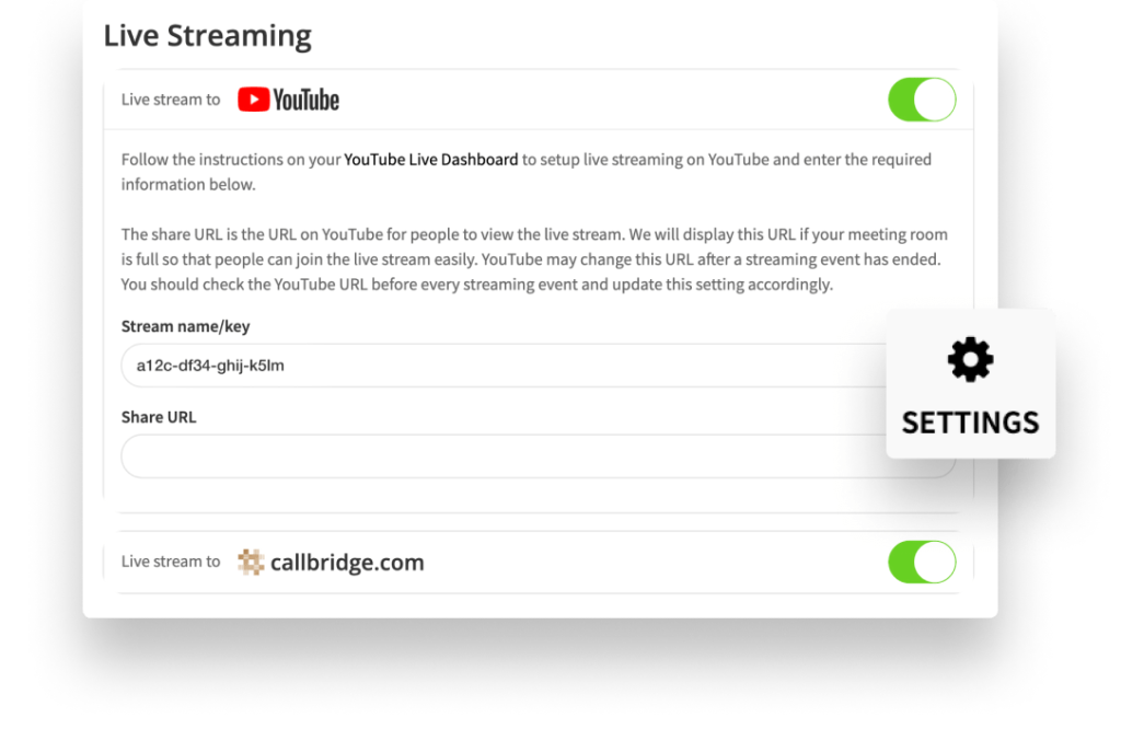 Live Streaming-setting